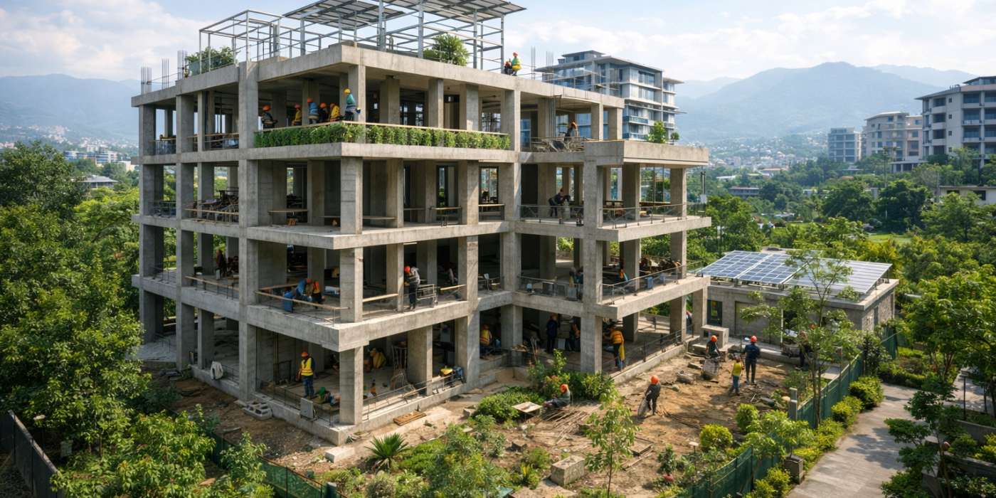 Sustainable building practices in Nepal using eco-friendly construction and RCC structures