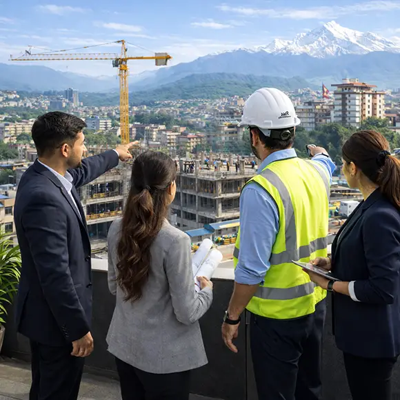 RNR Build Experts team of professionals on a construction site in Nepal