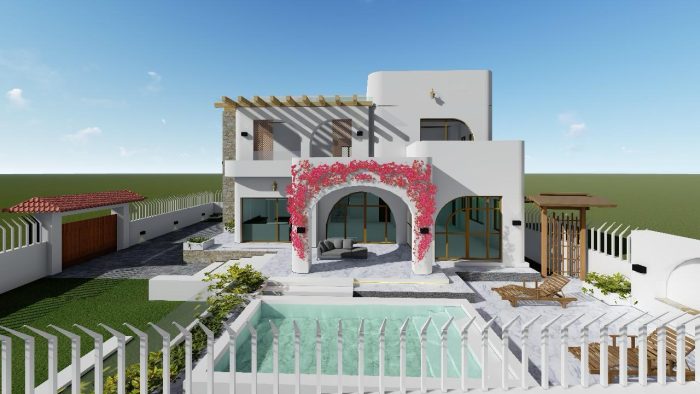 Luxury villa in Bhotepokhari, Pokhara, featuring a modern architectural design, spacious living areas